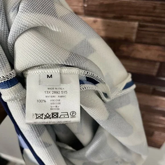 GIVENCHY Geometric Pencil Dress Blue Navy White Knit Stretch Size M Sleeveless - Picture 10 of 11